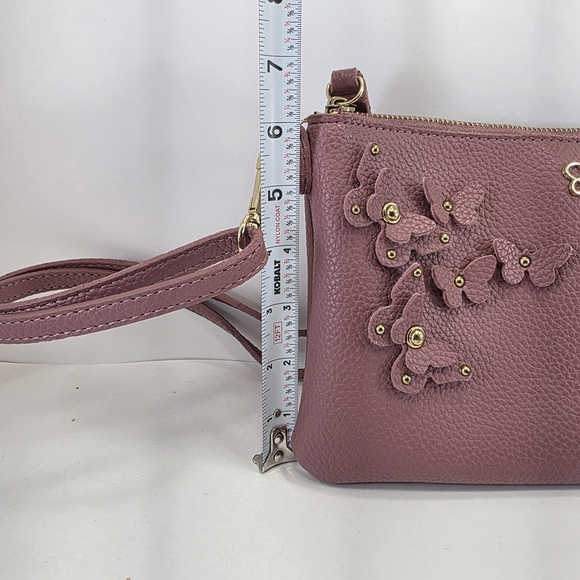 Jessica Simpson Mauve Pink Butterfly Appliqué Crossbody Wristlet